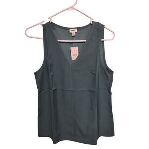 J. Crew Factory Emerald Green‎ Sleeveless Blouse XS Classic Business Casual